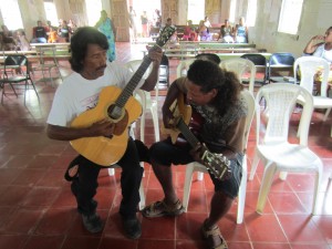 Guitars donated to aspiring musicians on Rama Cay